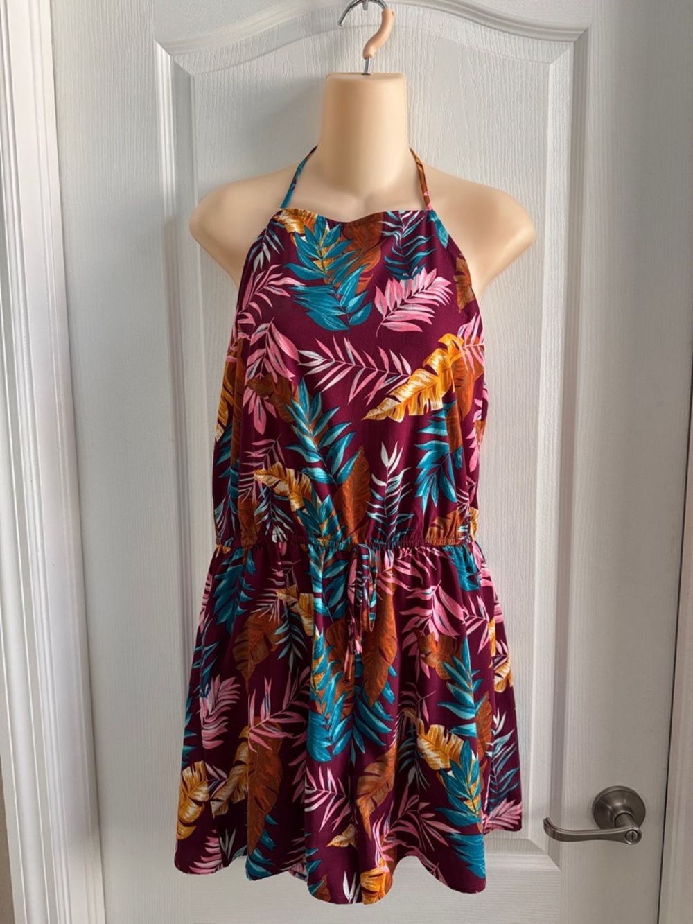 Ladies Tropical Berry Floral Romper-L